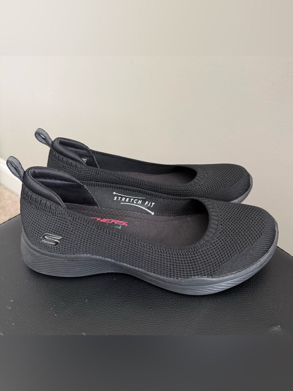 Skechers Black Stretch-Fit Slip-On Flats